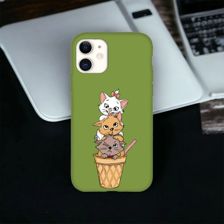 İphone 11 Uyumlu Lansman İçi Kadife Cats Desenli Kılıf