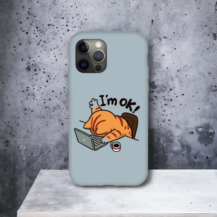 İphone 12 ProMax Uyumlu Lansman İçi Kadife I am OK Desenli Kılıf