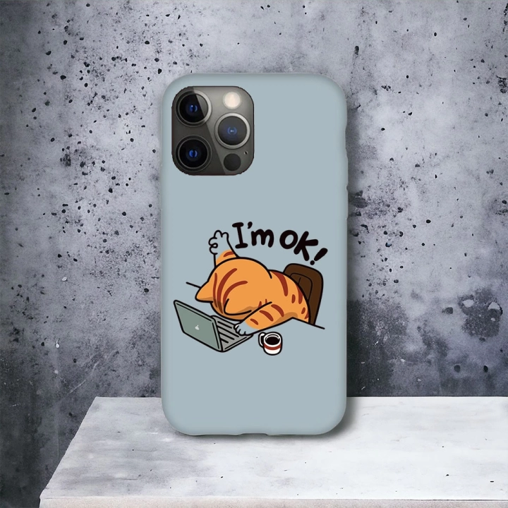 İphone 13 ProMax Uyumlu Lansman İçi Kadife I am OK Desenli Kılıf