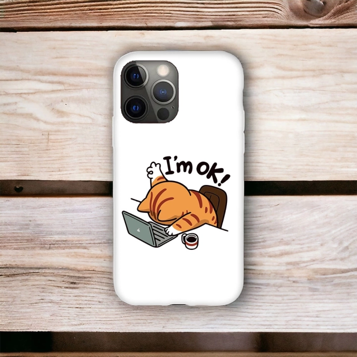 İphone 15 ProMax Uyumlu Lansman İçi Kadife I am OK Desenli Kılıf