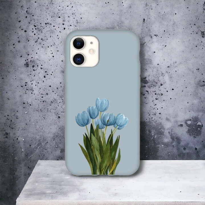 İphone 11 Pro Uyumlu Lansman İçi Kadife Blue Tulip Desenli Kılıf