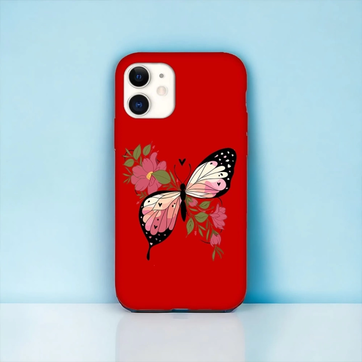 İphone 11 Pro Uyumlu Lansman İçi Kadife Butterfly Desenli Kılıf