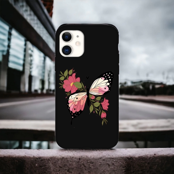 İphone 11 Pro Uyumlu Lansman İçi Kadife Butterfly Desenli Kılıf