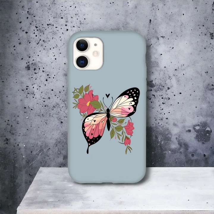 İphone 11 Pro Uyumlu Lansman İçi Kadife Butterfly Desenli Kılıf