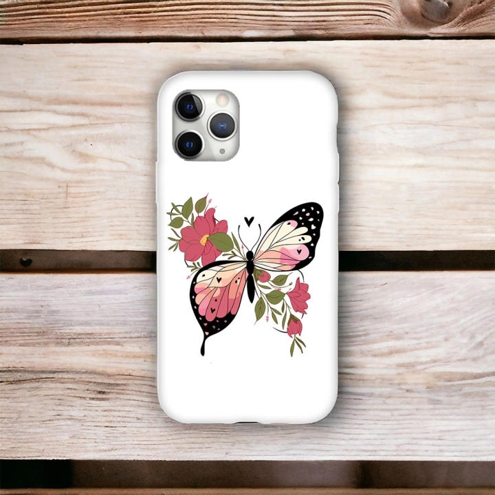 İphone 11 ProMax Uyumlu Lansman İçi Kadife Butterfly Desenli Kılıf