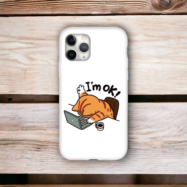 İphone 11 ProMax Uyumlu Lansman İçi Kadife I am OK Desenli Kılıf