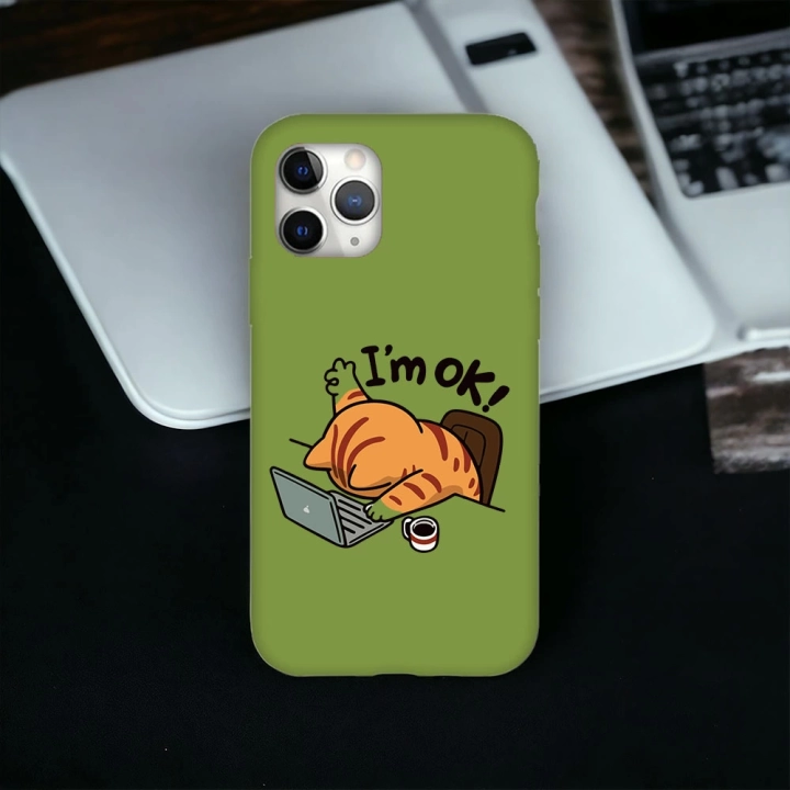 İphone 11 ProMax Uyumlu Lansman İçi Kadife I am OK Desenli Kılıf