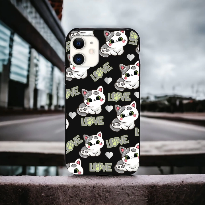 İphone 11 Uyumlu Lansman İçi Kadife Lovely Cat Desenli Kılıf