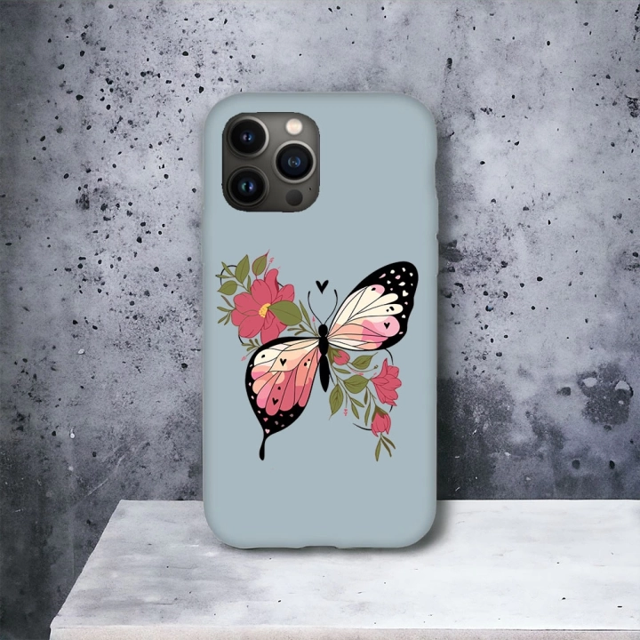 İphone 12 / 12 Pro Uyumlu Lansman İçi Kadife Butterfly Desenli Kılıf