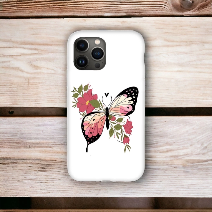 İphone 12 / 12 Pro Uyumlu Lansman İçi Kadife Butterfly Desenli Kılıf