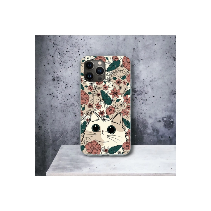 İphone 12 / 12 Pro Uyumlu Lansman İçi Kadife Cute Cat Desenli Kılıf