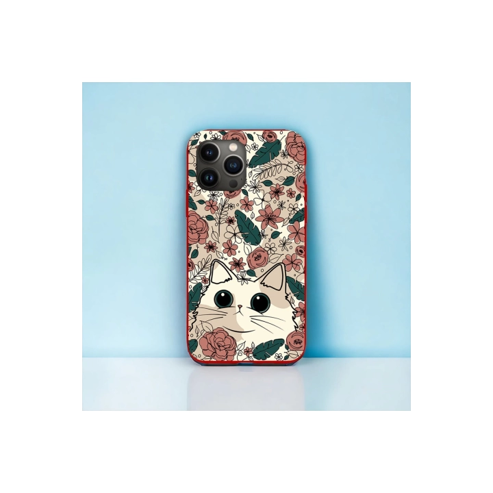 İphone 12 / 12 Pro Uyumlu Lansman İçi Kadife Cute Cat Desenli Kılıf