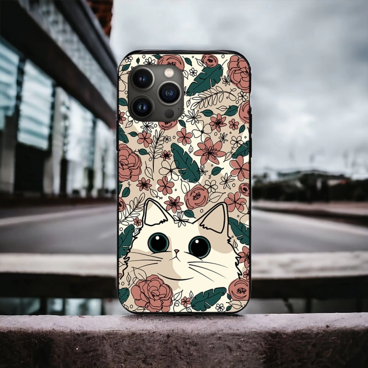 İphone 12 / 12 Pro Uyumlu Lansman İçi Kadife Cute Cat Desenli Kılıf