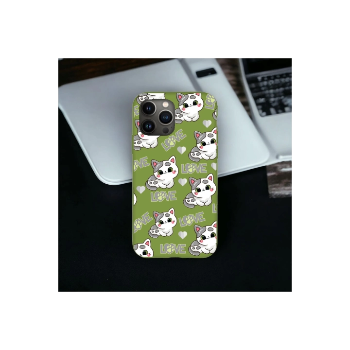 İphone 12 / 12 Pro Uyumlu Lansman İçi Kadife Lovely Cat Desenli Kılıf