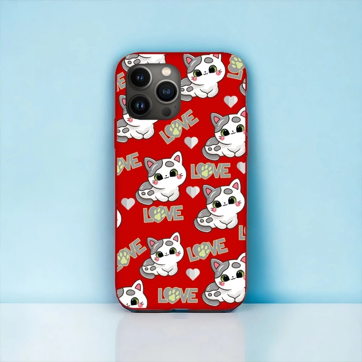 İphone 12 / 12 Pro Uyumlu Lansman İçi Kadife Lovely Cat Desenli Kılıf