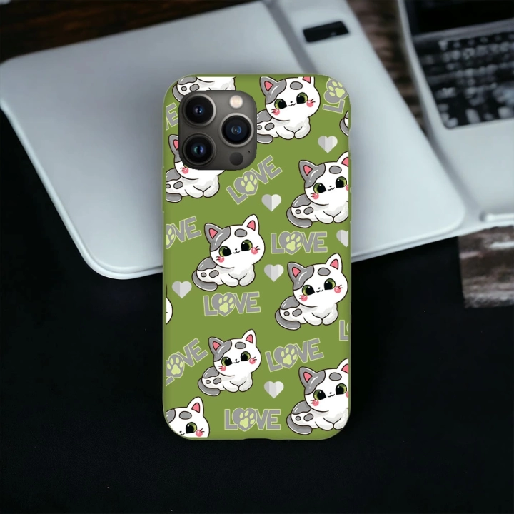 İphone 12 / 12 Pro Uyumlu Lansman İçi Kadife Lovely Cat Desenli Kılıf