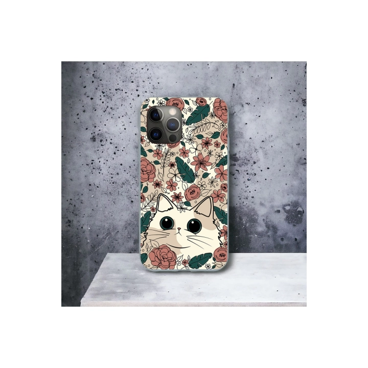 İphone 12 ProMax Uyumlu Lansman İçi Kadife Cute Cat Desenli Kılıf