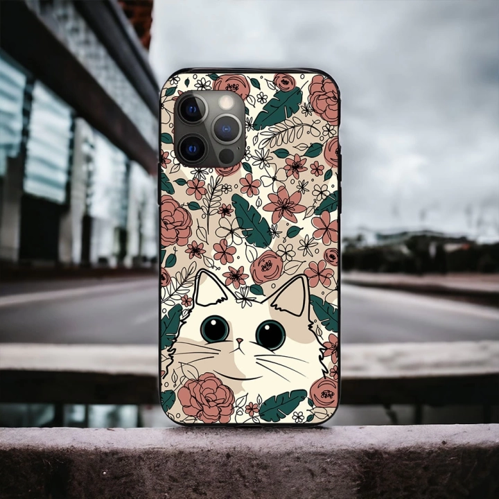 İphone 12 ProMax Uyumlu Lansman İçi Kadife Cute Cat Desenli Kılıf