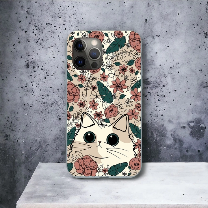 İphone 12 ProMax Uyumlu Lansman İçi Kadife Cute Cat Desenli Kılıf