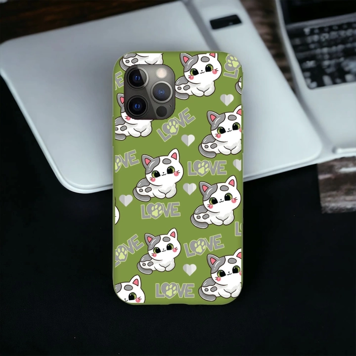 İphone 12 ProMax Uyumlu Lansman İçi Kadife Lovely Cat Desenli Kılıf