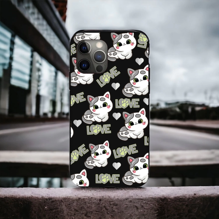 İphone 12 ProMax Uyumlu Lansman İçi Kadife Lovely Cat Desenli Kılıf