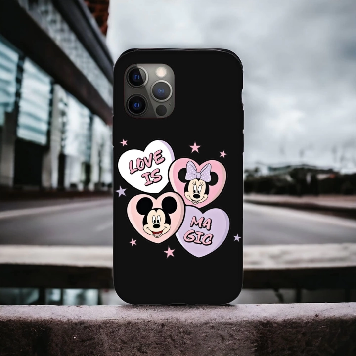 iPhone 12 Promax Uyumlu Minnie & Mickey Desenli Lansman Kılıf