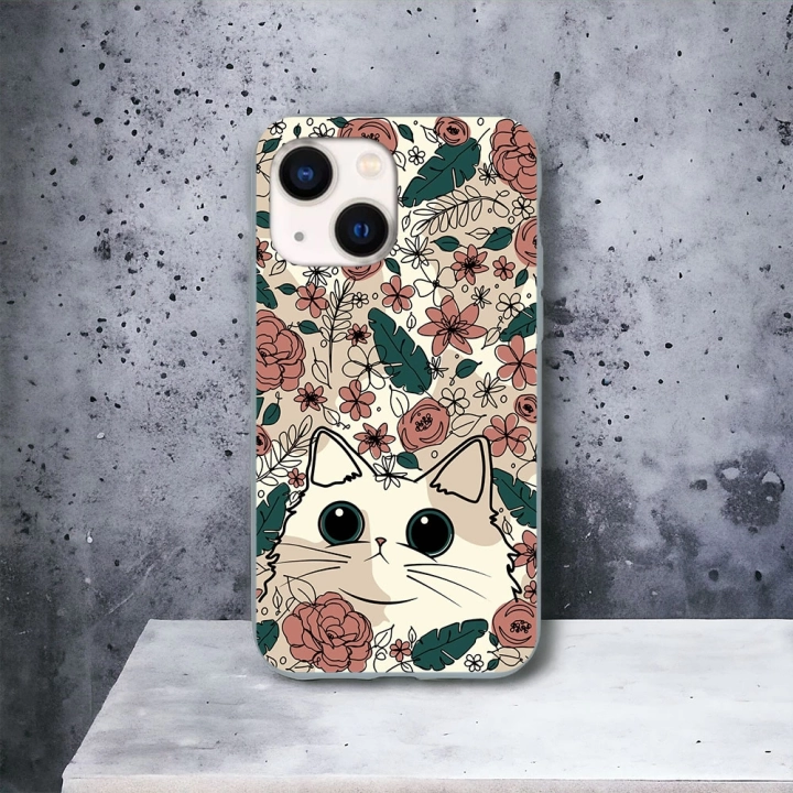 İphone 13 / 14 Uyumlu Lansman İçi Kadife Cute Cat Desenli Kılıf