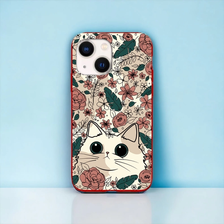 İphone 13 / 14 Uyumlu Lansman İçi Kadife Cute Cat Desenli Kılıf