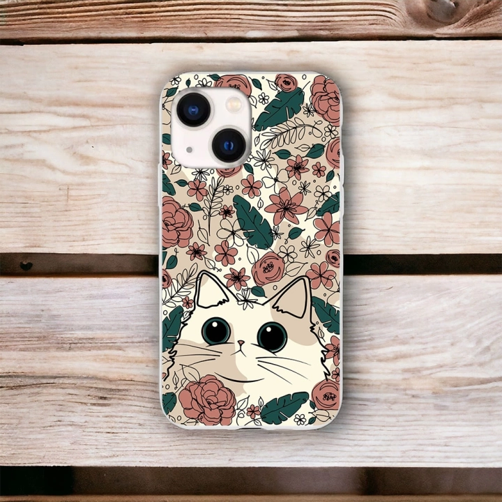 İphone 13 / 14 Uyumlu Lansman İçi Kadife Cute Cat Desenli Kılıf