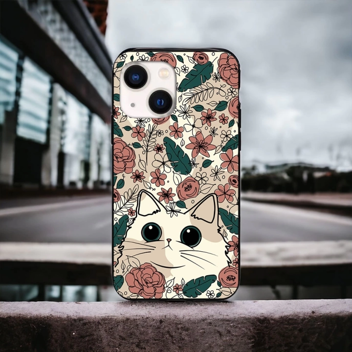 İphone 13 / 14 Uyumlu Lansman İçi Kadife Cute Cat Desenli Kılıf