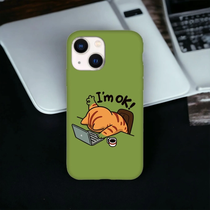 İphone 13 / 14 Uyumlu Lansman İçi Kadife I am OK Desenli Kılıf