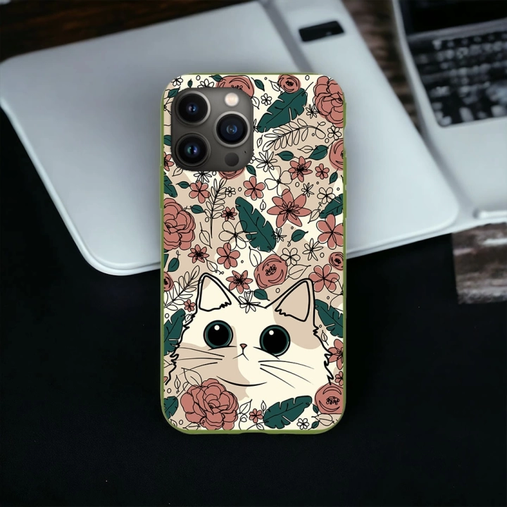 İphone 13 Pro Uyumlu Lansman İçi Kadife Cute Cat Desenli Kılıf