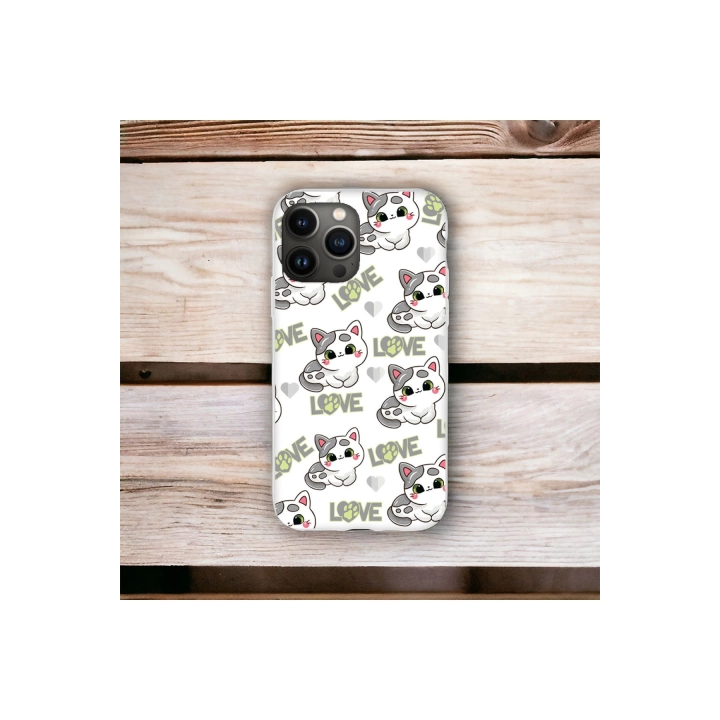 İphone 13 Pro Uyumlu Lansman İçi Kadife Lovely Cat Desenli Kılıf