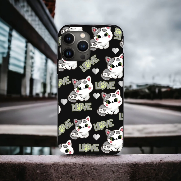 İphone 13 Pro Uyumlu Lansman İçi Kadife Lovely Cat Desenli Kılıf