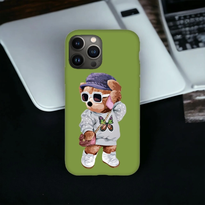 iPhone 13 Pro Uyumlu Teddy Desenli Lansman Kılıf