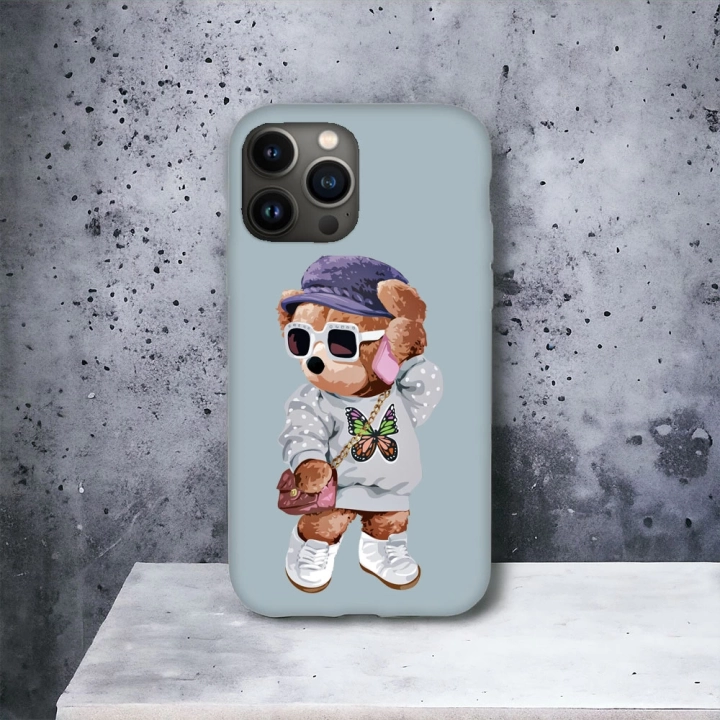 iPhone 14 Pro Uyumlu Teddy Desenli Lansman Kılıf