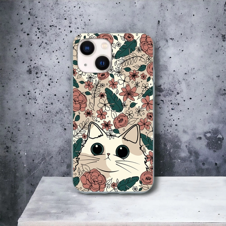 İphone 15 Plus / 14 Plus Uyumlu Lansman İçi Kadife Cute Cat Desenli Kılıf