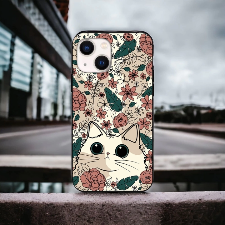 İphone 15 Plus / 14 Plus Uyumlu Lansman İçi Kadife Cute Cat Desenli Kılıf