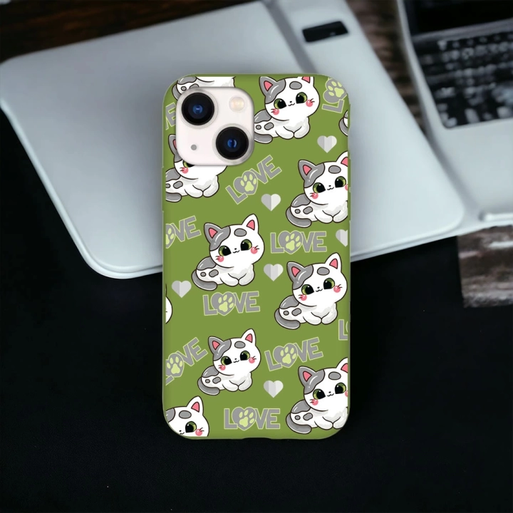 İphone 15 Plus / 14 Plus Uyumlu Lansman İçi Kadife Lovely Cat Desenli Kılıf