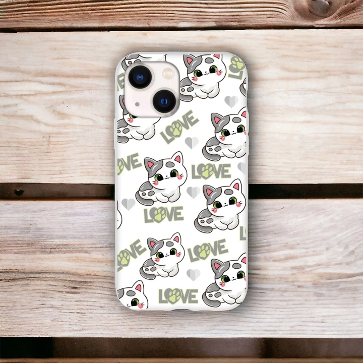 İphone 15 Plus / 14 Plus Uyumlu Lansman İçi Kadife Lovely Cat Desenli Kılıf