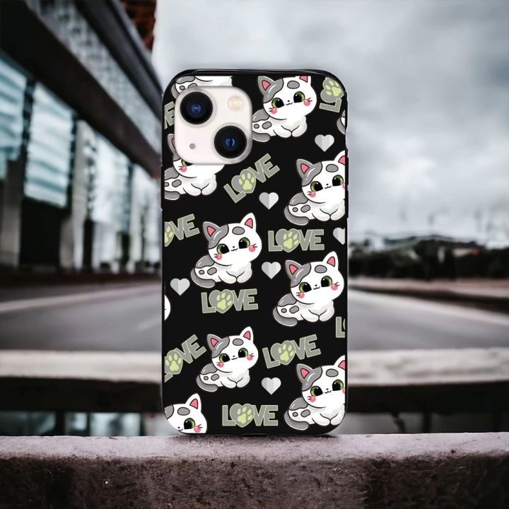 İphone 15 Plus / 14 Plus Uyumlu Lansman İçi Kadife Lovely Cat Desenli Kılıf