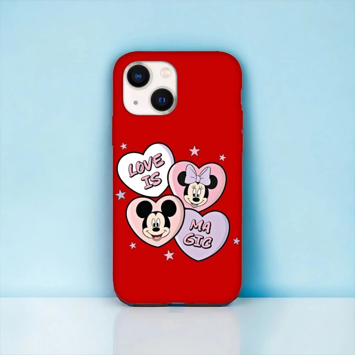 iPhone 15 Plus / 14 Plus Uyumlu Minnie & Mickey Desenli Lansman Kılıf