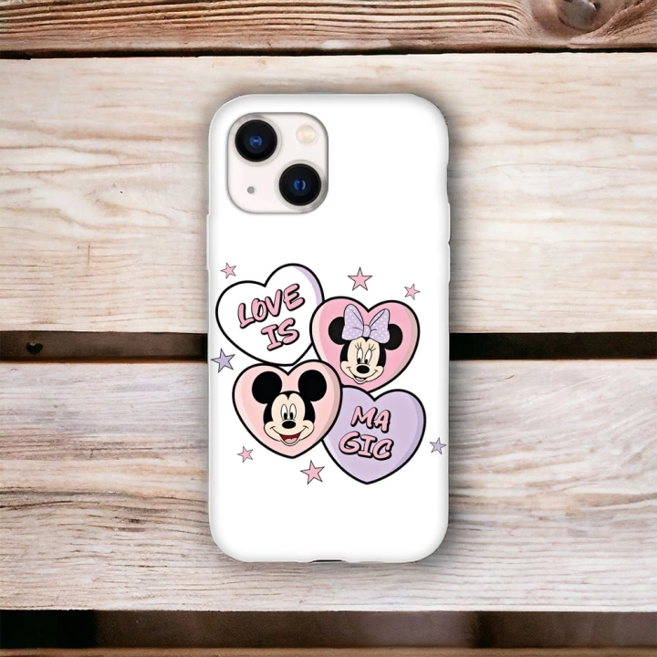 iPhone 15 Plus / 14 Plus Uyumlu Minnie & Mickey Desenli Lansman Kılıf