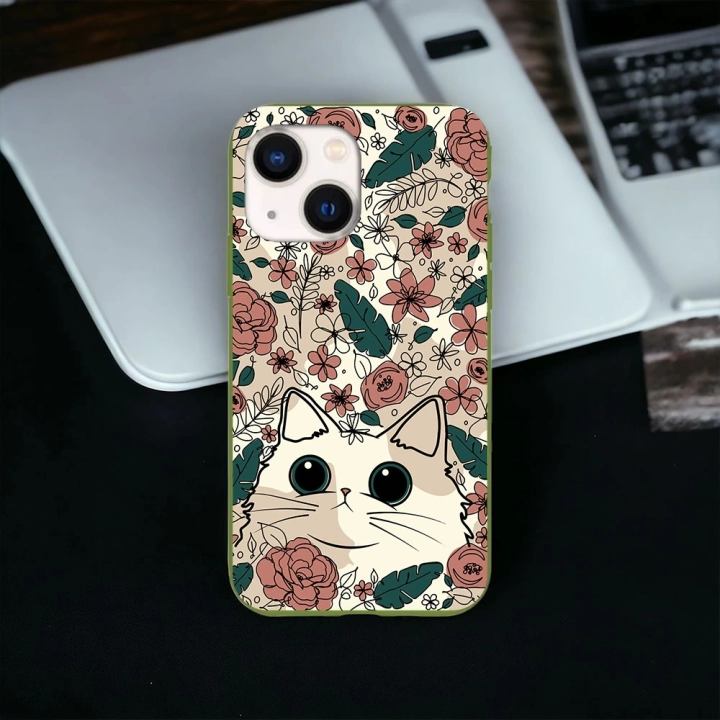 İphone 15 Uyumlu Lansman İçi Kadife Cute Cat Desenli Kılıf