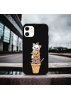 İphone 11 Uyumlu Lansman İçi Kadife Cats Desenli Kılıf