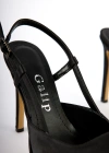 Ava İnce Topuklu Şık Stiletto Siyah Saten