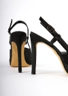 Ava İnce Topuklu Şık Stiletto Siyah Saten