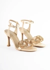 Pana Çiçek Taş Detaylı İnce Topuklu Stiletto Bal