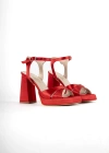 Dalon Saten Retro Topuklu Ayakkabı 11 Cm Kırmızı