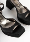 Jaxor Saten Retro Topuklu Ayakkabı 8 Cm Siyah